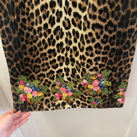 Moschino Vintage 1990s Leopard Print Embroidered Dress, size Small - Picture 5 of 11